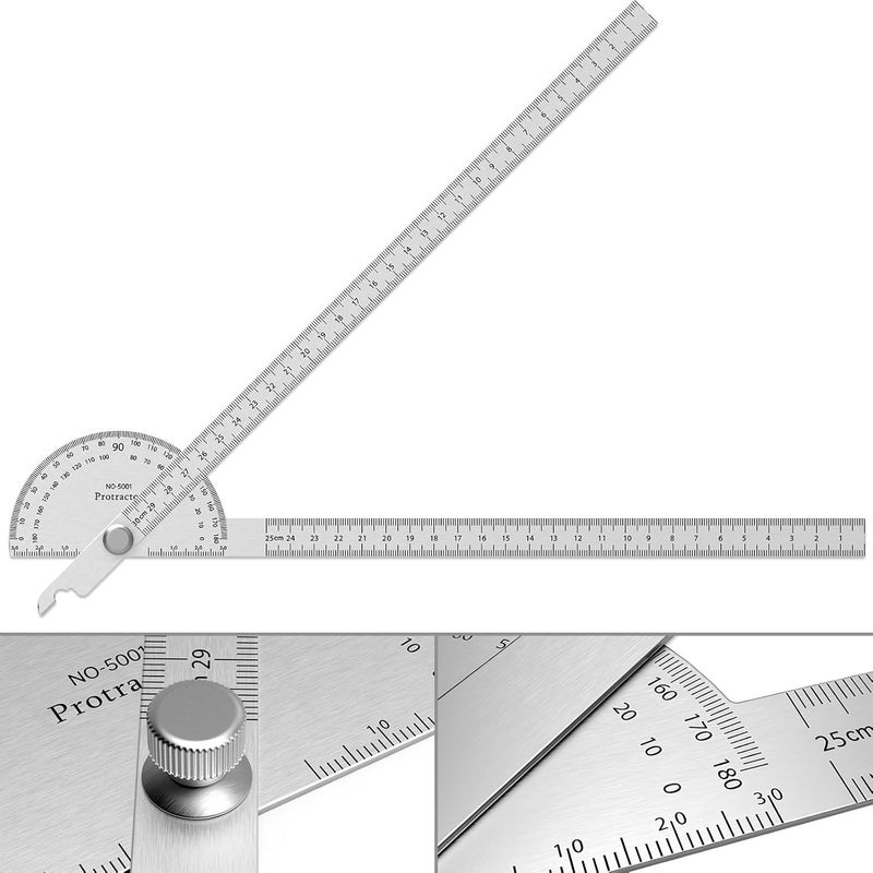 ForoGore Stainless Steel Protractor 180 Degrees Two Arm Ruler Adjustable Angle Protractor Woodworking Ruler Craftsman Angle Measure Tool (30 cm/ 11.8 Inch) - Image 1